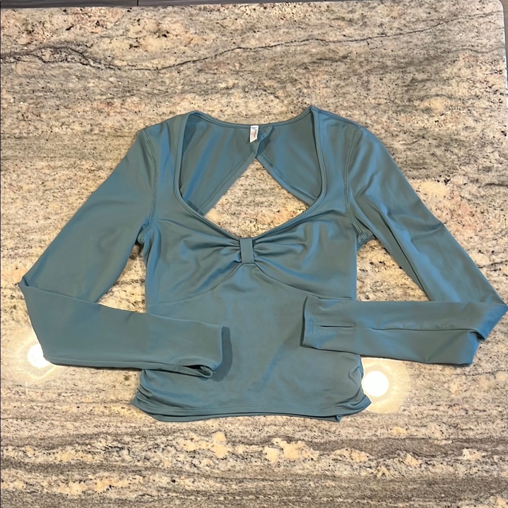 NWOT 🐉 Free People Movement Cosmo Glacial Mist Open Back Athletic Top Sz S